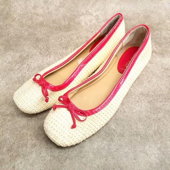 Nine West Womens Loredana Size 8.5 Tan Red Woven Slip On Ballet Flats - Picture 4 of 10